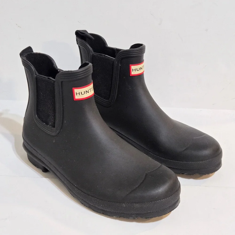 Hunter Original Chelsea Boots Womens 10 / 42 Black Matte Rubber Rain Boots 6